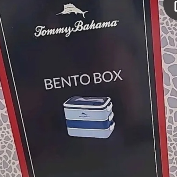 Tommy Bahama Navy and Light Blue Portable Lunch 3 Compartment Bento Box - Picture 7 of 8